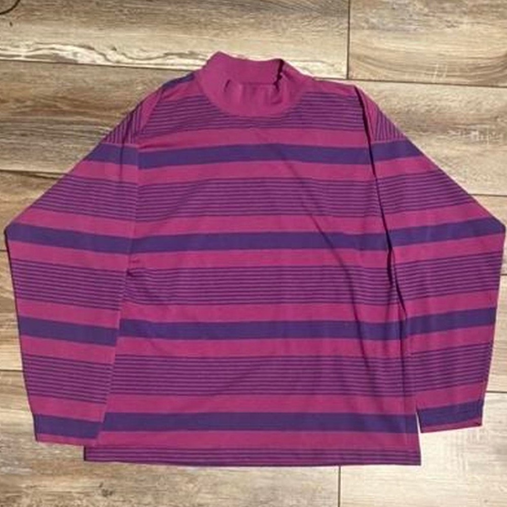 vintage striped mock neck shirt